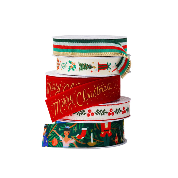 Whimsical Prints Christmas Ribbon Set (Set of 5)
