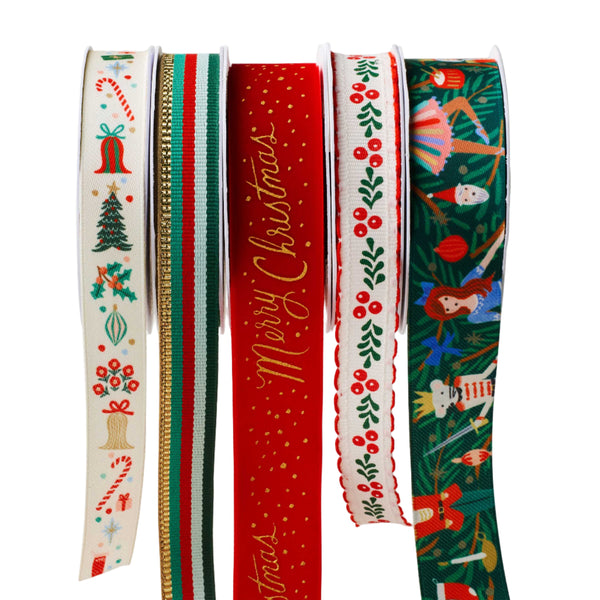 Whimsical Prints Christmas Ribbon Set (Set of 5)