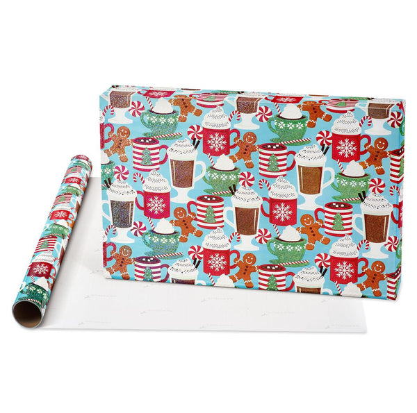 Hot Cocoa & Treats Shimmer Christmas Roll Wrap