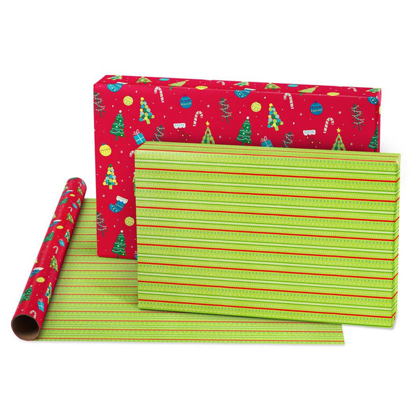 Double Sided Merry & Bright Christmas Roll Wrap