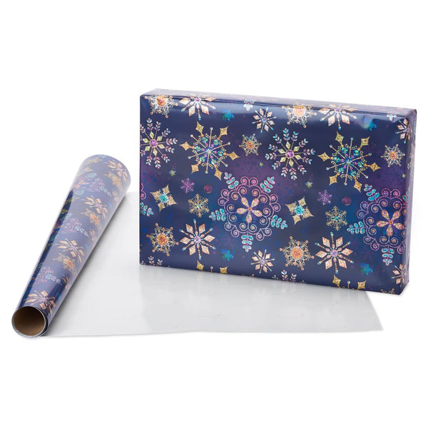 Jewel Tone Snowflakes Christmas Roll Wrap