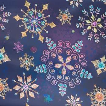 Jewel Tone Snowflakes Christmas Roll Wrap