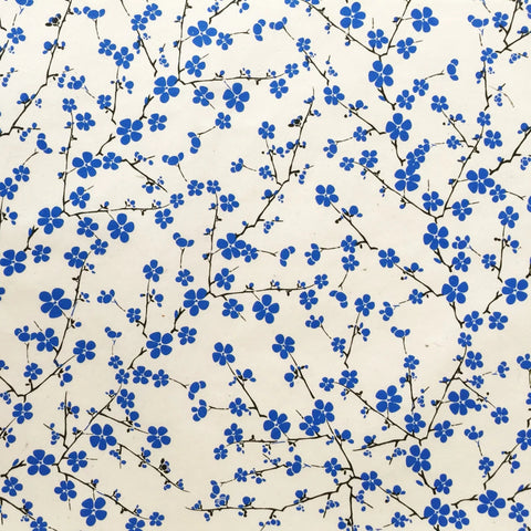 Handmade Japanese Blue Floral Branch Flat Wrap