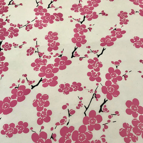 Handmade Japanese Fuschia Cherry Blossom Flat Wrap