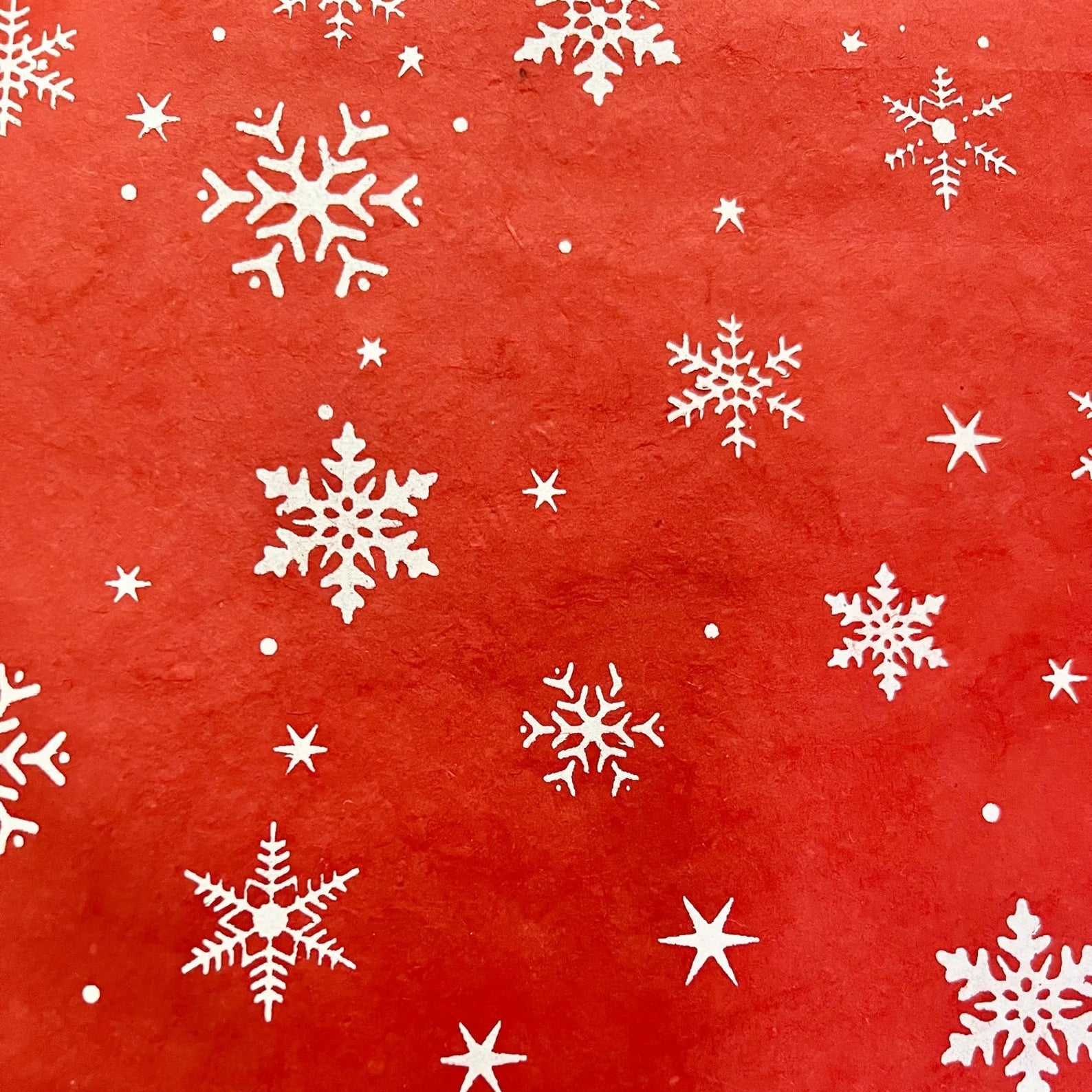 Handmade White Snowflakes On Red Flat Wrap