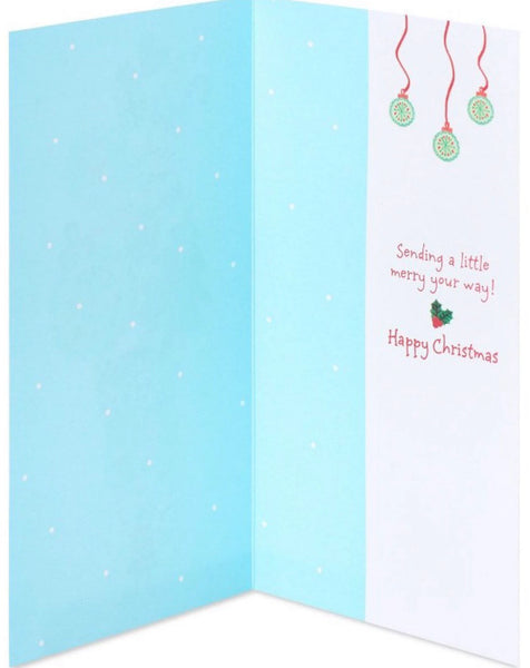 Mouse Holding Presents Money Enclosure Christmas Card