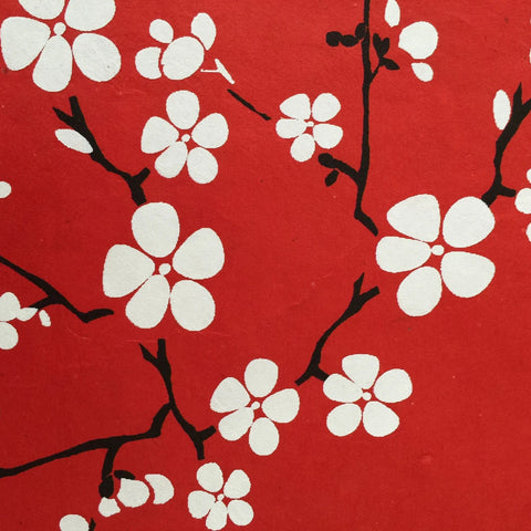 Handmade Japanese Red Floral Branch Flat Wrap