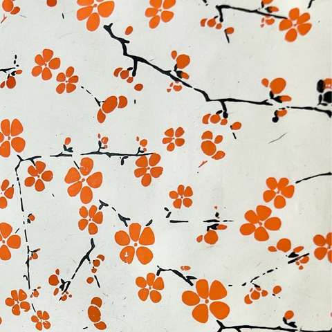 Handmade Japanese Orange Floral Branch Flat Wrap
