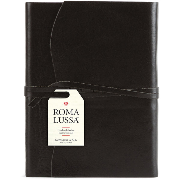 Handmade Italian Black Unlined Leather Journal (Roma Lussa)