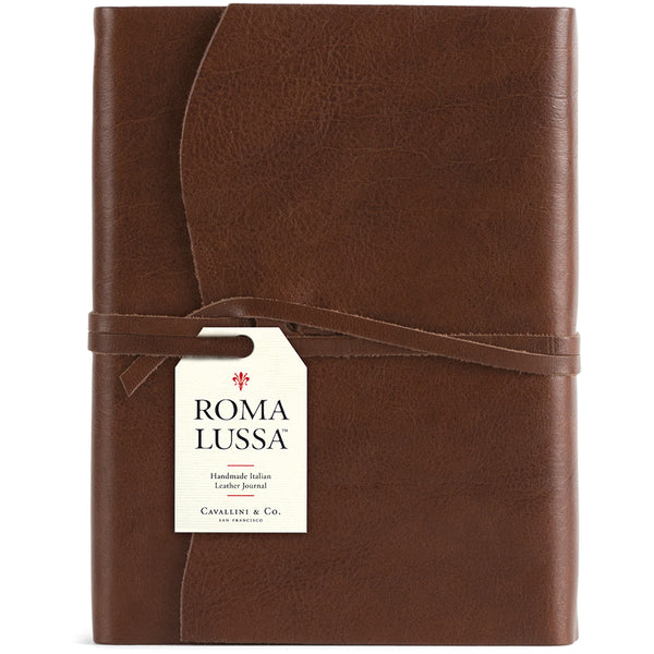 Handmade Italian Cioccolato Brown Unlined Leather Journal (Roma Lussa)