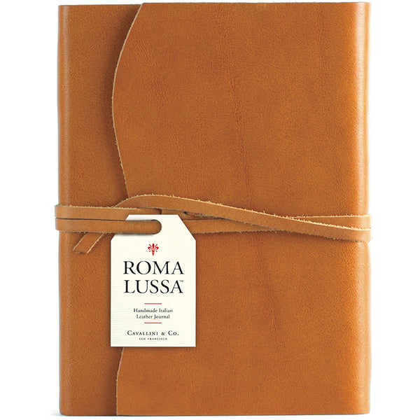 Handmade Italian Tan Unlined Leather Journal (Roma Lussa)