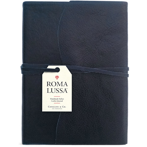 Handmade Italian Blue Unlined Leather Journal (Roma Lussa)