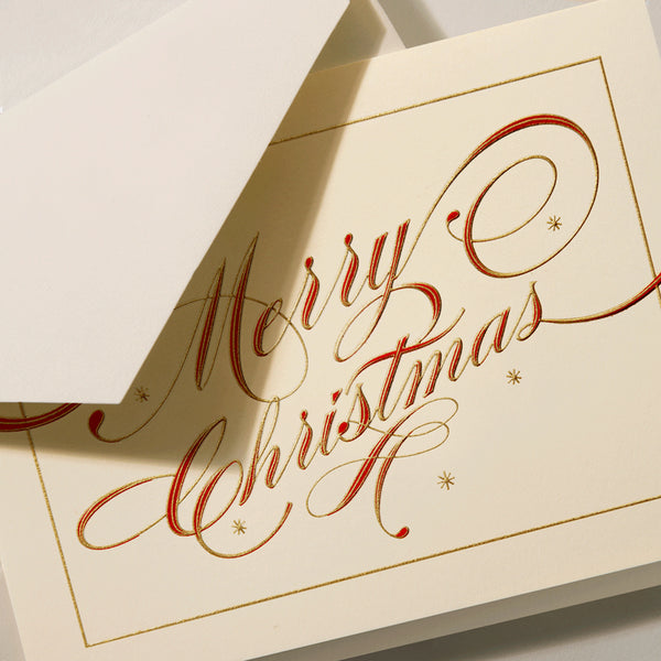 Hand Engraved Ribbon Lettering Christmas Boxed Notes (Set of 10)