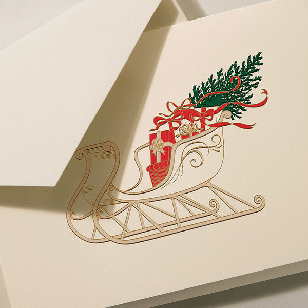 Hand Engraved Victorian Sleigh Ride Christmas Boxed Cards (Set of 10)