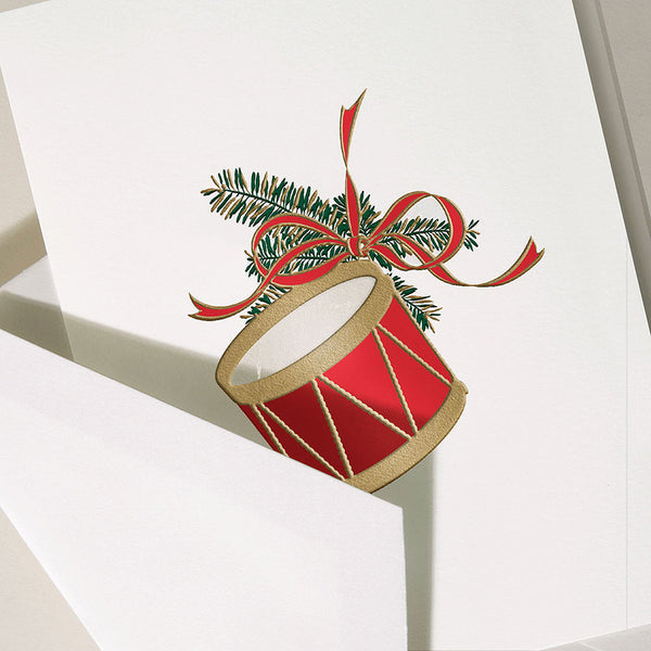 Hand Engraved Drum Ornament Holiday Boxed Notes (Set of 10)