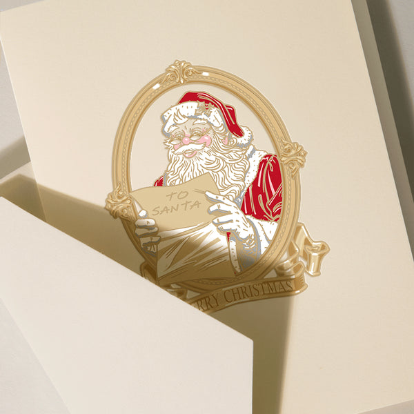 Hand Engraved Classic Santa With Letter Christmas Boxed Notes (Set of 10)