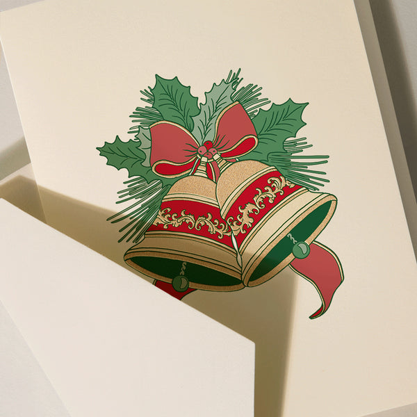 Hand Engraved Christmas Bells Christmas Boxed Notes (Set of 10)