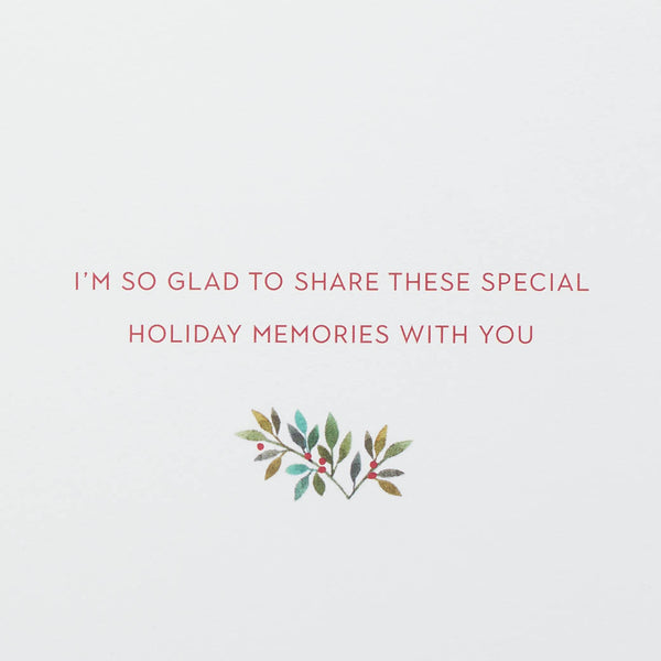 Embossed Greenery & Berries Heart Holiday Card (Wife)