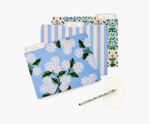Blue Hydrangea Assorted File Folders (Set of 6)