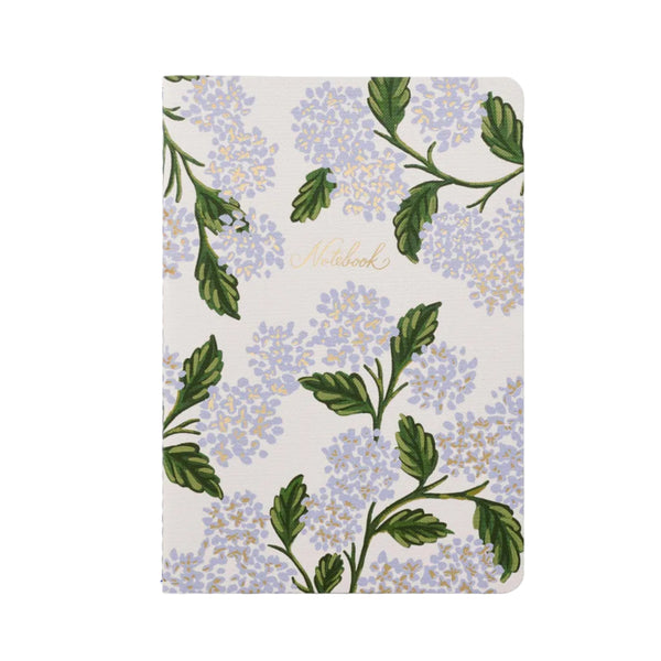 Blue Hydrangea Stitched Ruled Notebooks (Set of 3)