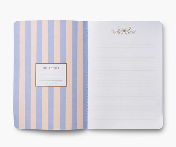 Blue Hydrangea Stitched Ruled Notebooks (Set of 3)