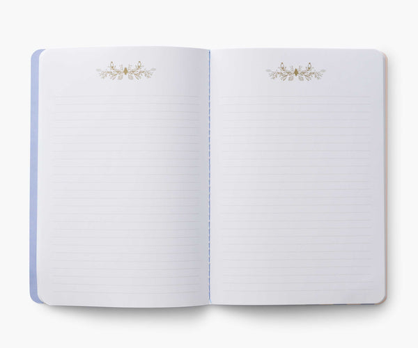 Blue Hydrangea Stitched Ruled Notebooks (Set of 3)