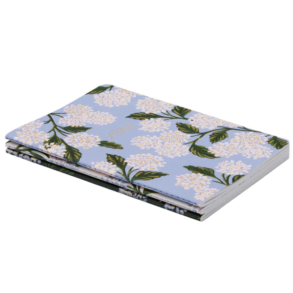 Blue Hydrangea Stitched Ruled Notebooks (Set of 3)