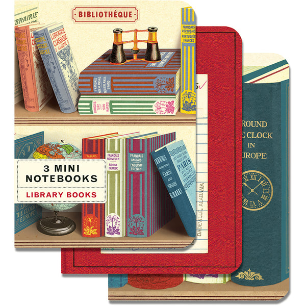 Vintage Library Books Notebook (Set of 3)