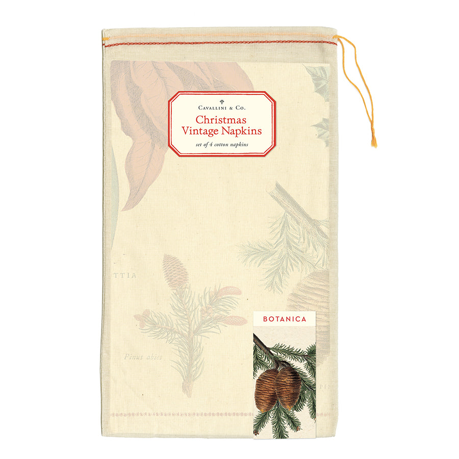 Vintage Botanica Poinsettia Christmas Napkins - Thumbnail 3