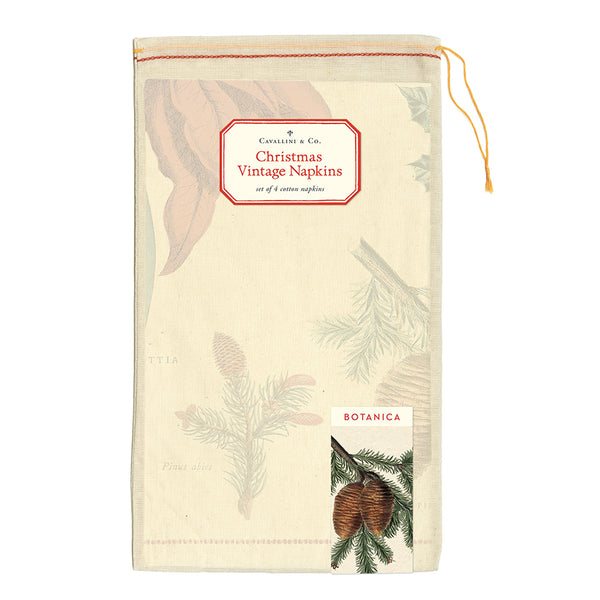 Vintage Botanica Poinsettia Christmas Napkins (Set of 4)