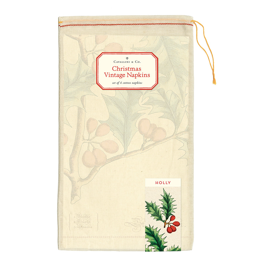 Vintage Holly Christmas Napkins