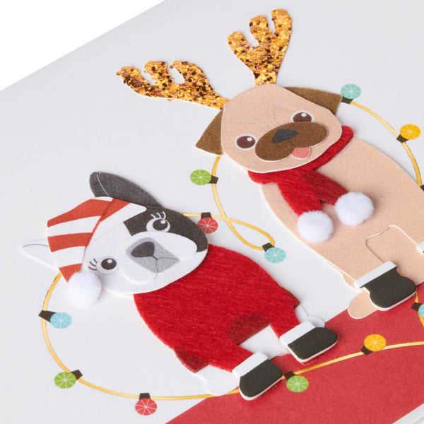 Handmade Dog Pair Romantic Christmas Card