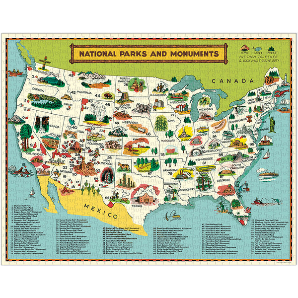 Vintage National Parks Map Puzzle Set (Set of 1000)