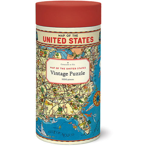 Vintage USA Map Puzzle Set (Set of 1000)