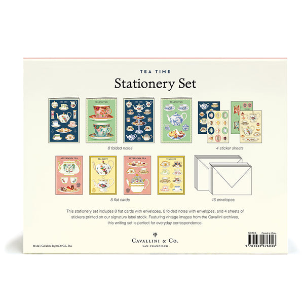 Vintage Tea Time Boxed Notes Stationery Set (Set of 16)