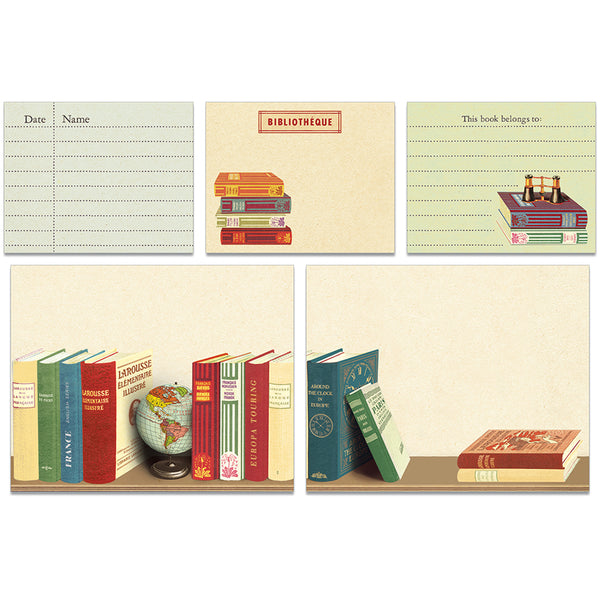Vintage Library Books Sticky Notes (Set of 5)