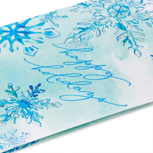 Watercolor Snowflake Money Enclosure Holiday Card