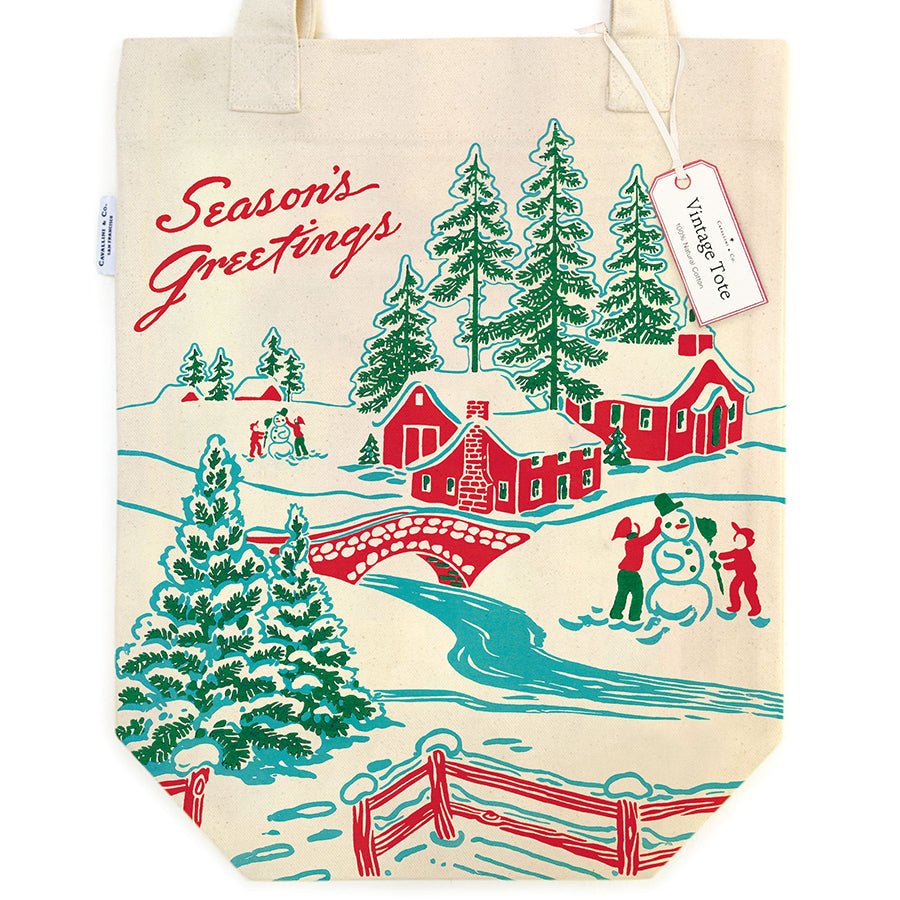 Vintage Winter Wonderland Tote Christmas Gift Bag - Thumbnail 2