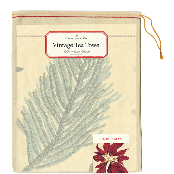 Vintage Botanica Poinsettia Christmas Tea Towel