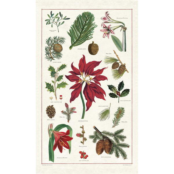 Vintage Botanica Poinsettia Christmas Tea Towel