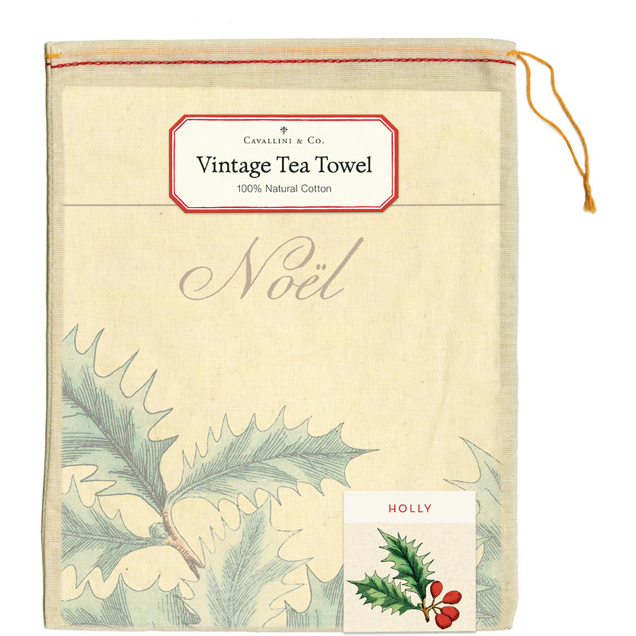 Holly Christmas Tea Towel