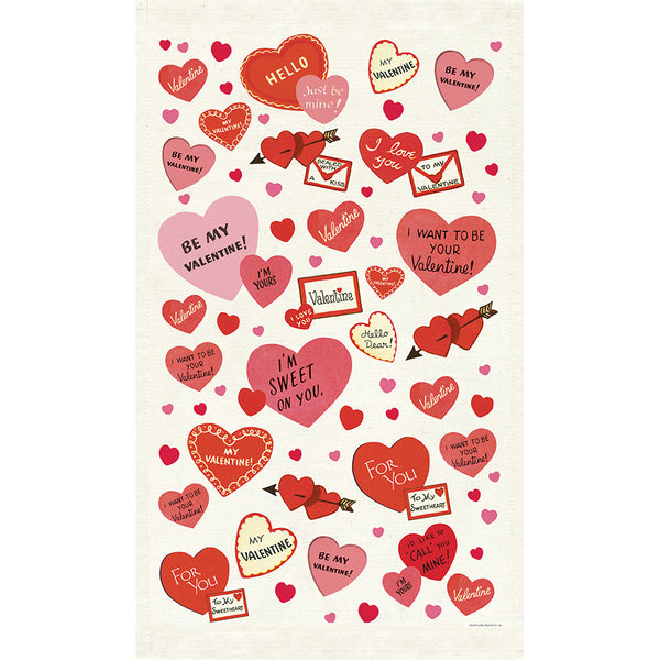 Vintage Hearts Valentine's Day Tea Towel