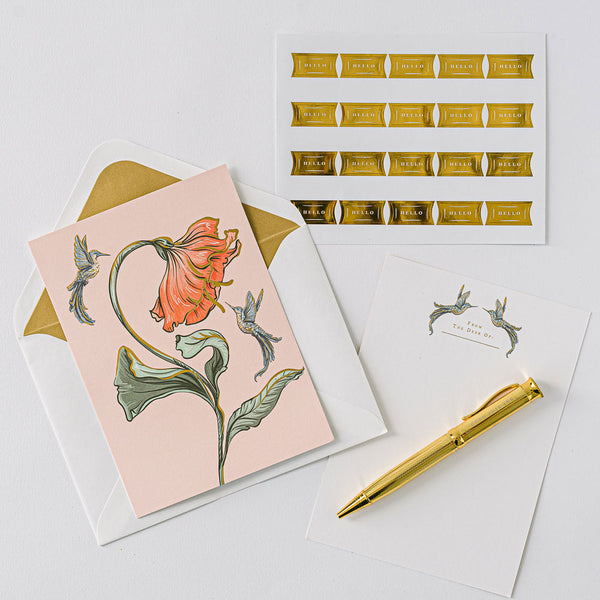 Orange Hummingbird Luxury Boxed Notes (Set of 20)