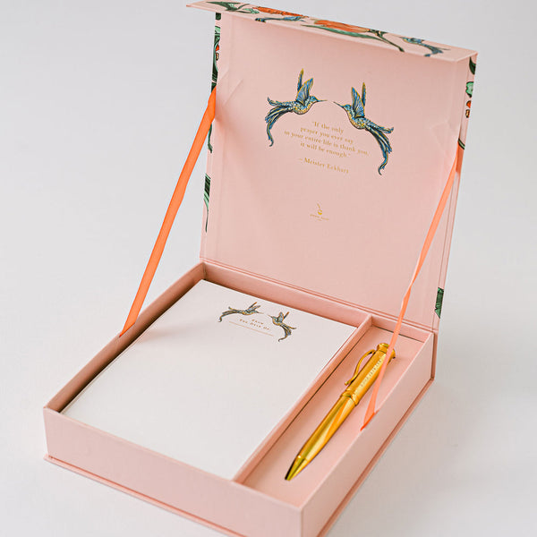 Orange Hummingbird Luxury Boxed Notes (Set of 20)