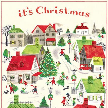 Vintage Village Christmas Flat Wrap