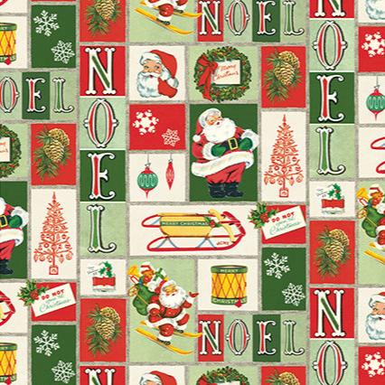 Vintage Patterned Noel Christmas Flat Wrap