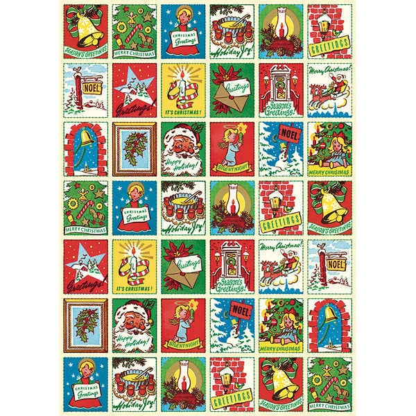 Vintage Illustrated Quilt Christmas Flat Wrap