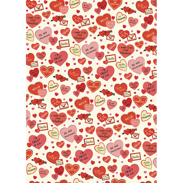 Vintage Hearts Valentine's Day Single Flat Wrap