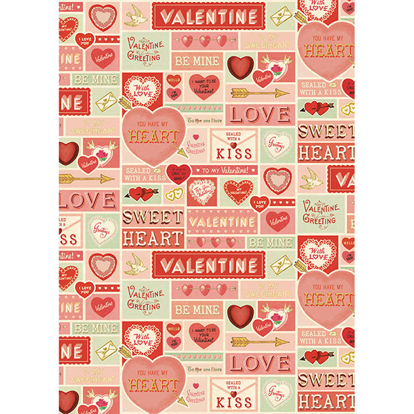 Vintage Greetings Valentine's Day Single Flat Wrap