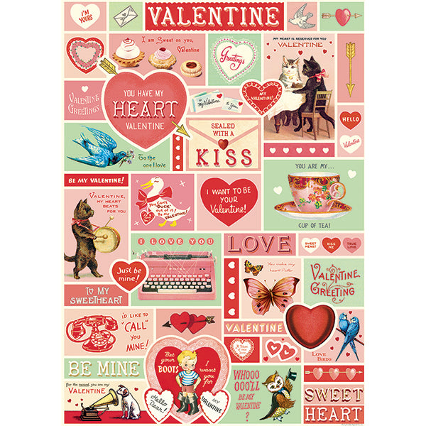 Vintage Love Notes Valentine's Day Single Flat Wrap